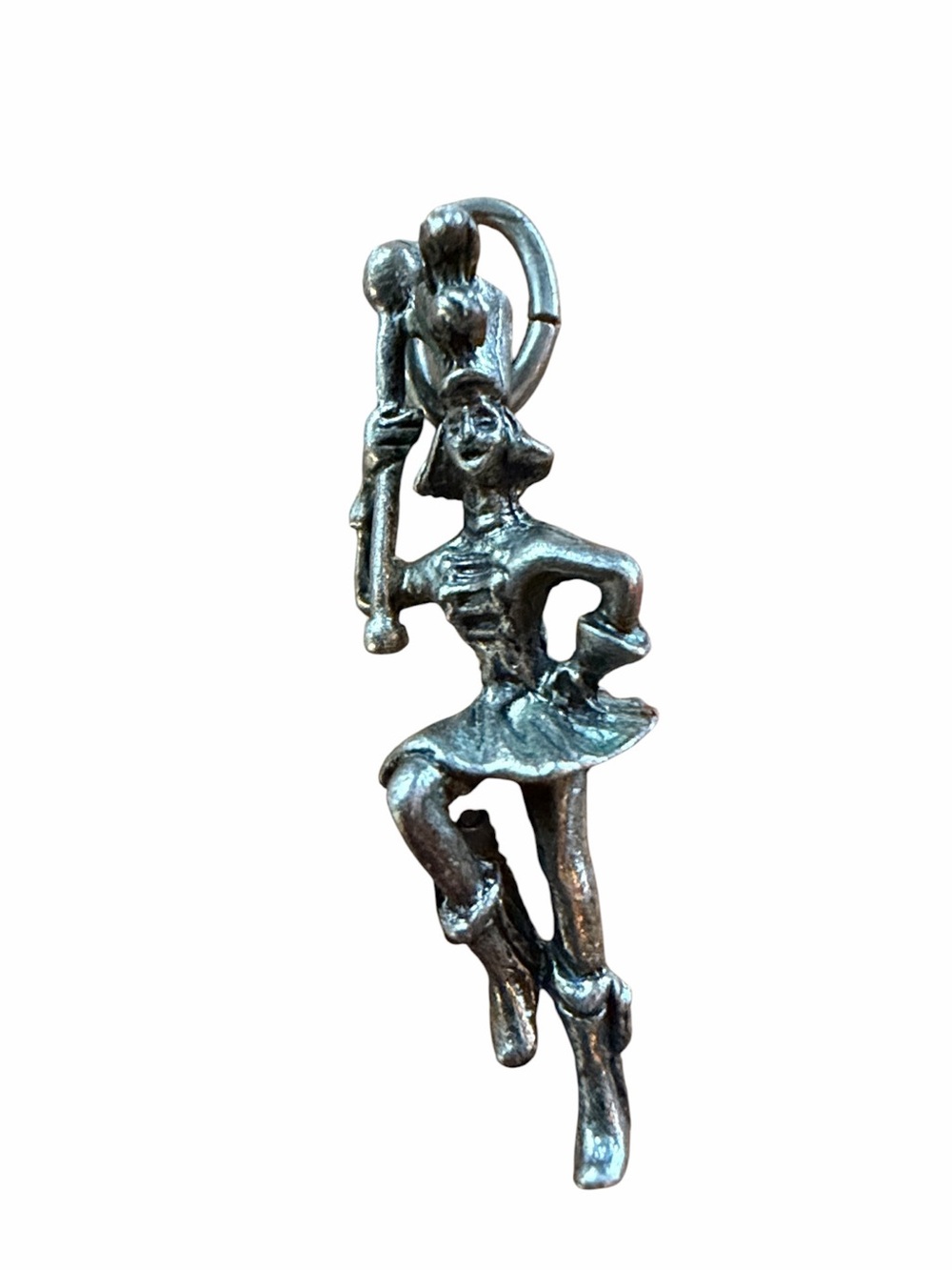 Vintage BEAU Sterling Silver Baton Twirling Drum Majorette Charm